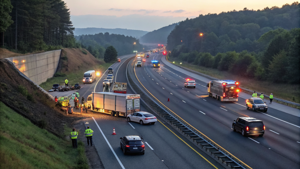 Дорожная обстановка: пробки, ремонты, аварии и опасные участки на трассах - иллюстрация